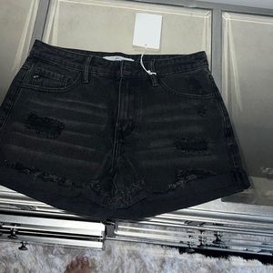 Kancan black distressed shorts